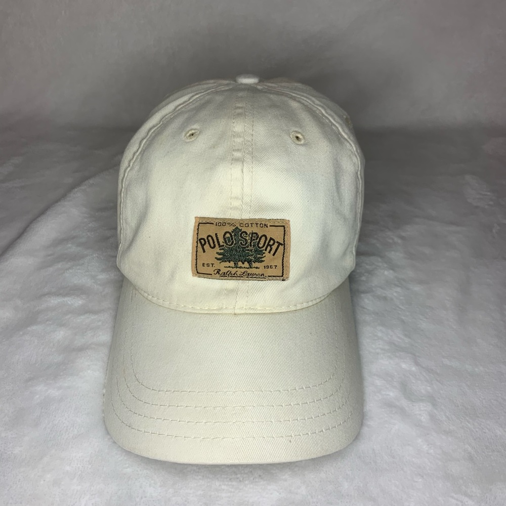 Rare OG Polo Ralph Lauren Polo Sport Hat Patch Made in USA White Stadium Pwing